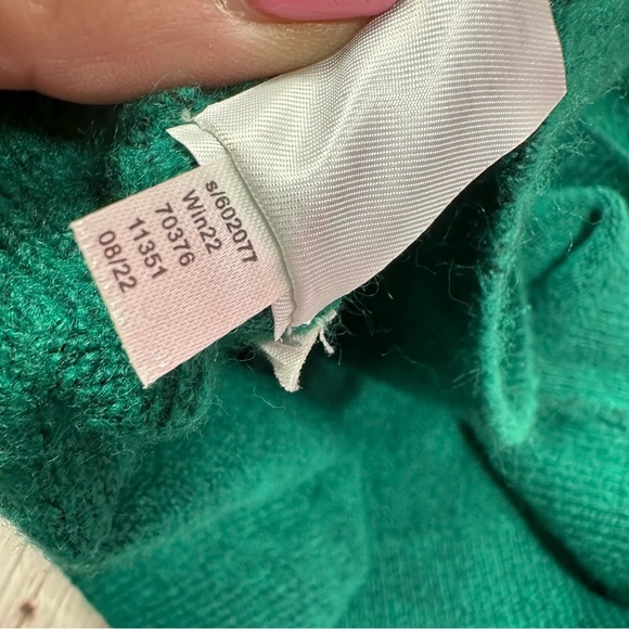 LOFT ann taylor petites Green V-Neck Sweater rhinestone bling buttons sz LP - Picture 8 of 8